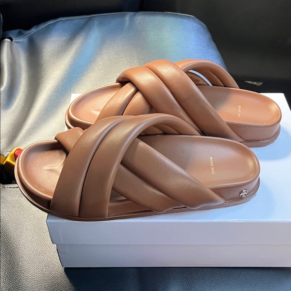 Anine Bing Lizzie Slide Sandal Cognac Brown Tan 39 - Picture 7 of 10